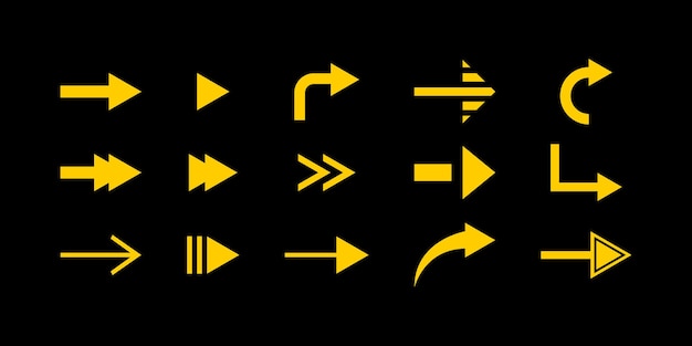 Flat simple arrow set design yellow color