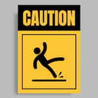 Бесплатное векторное изображение Плоский простой вертикальный знак предупреждения об опасности падения