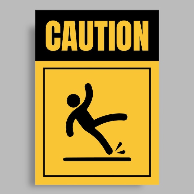 flat simple caution fall hazard vertical sign