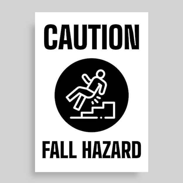 Free vector flat simple caution fall hazard vertical sign