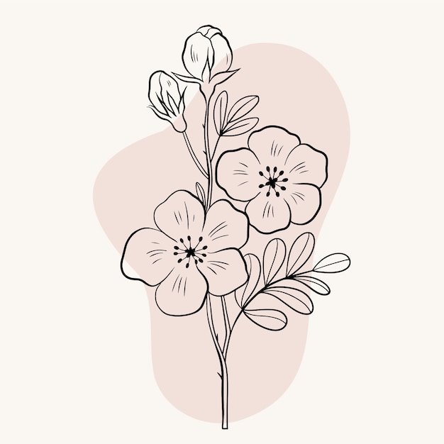 Плоская простая иллюстрация контура цветка