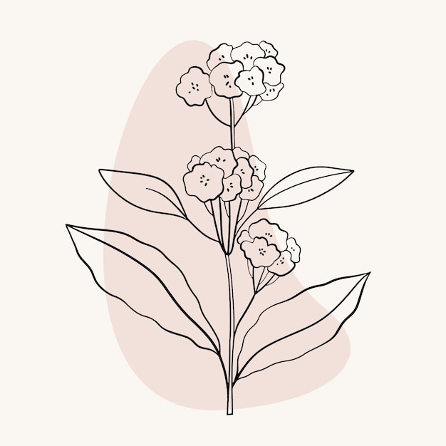 Flat simple flower outline illustration