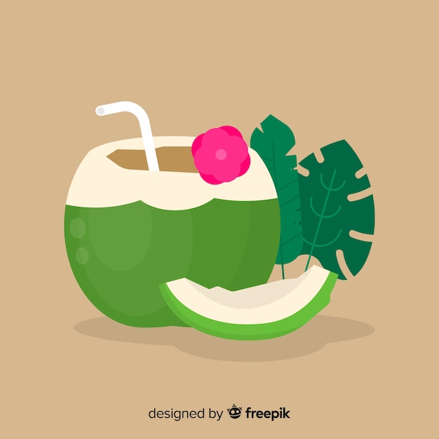 Flat simple green coconut background