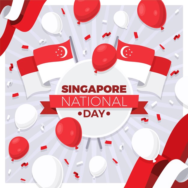 Flat singapore national day illustration