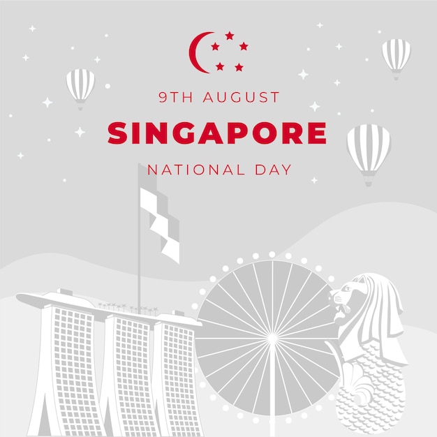 Free vector flat singapore national day illustration