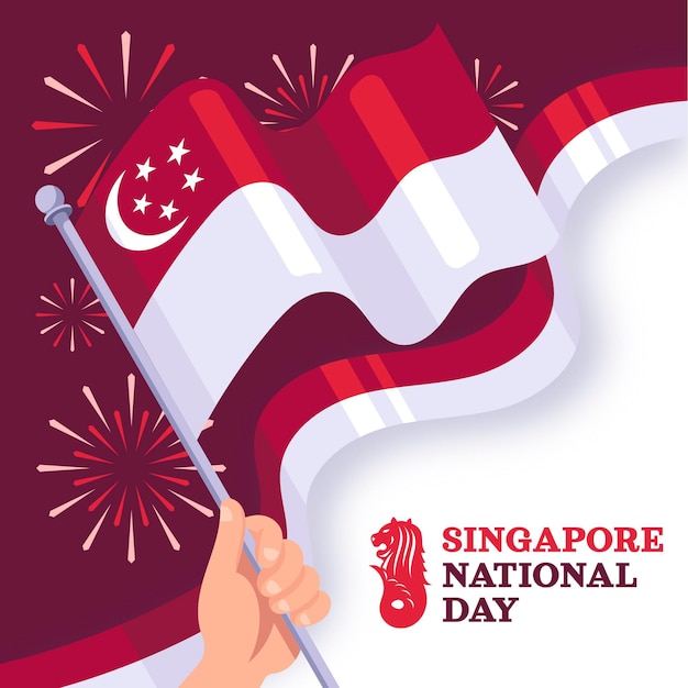 Плоская иллюстрация национального дня сингапура
