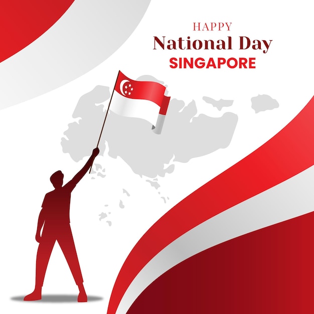 Flat singapore national day illustration