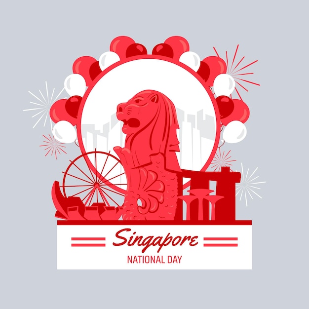 Free vector flat singapore national day illustration