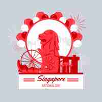 Free vector flat singapore national day illustration