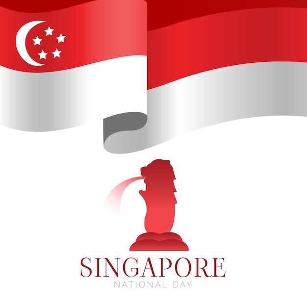 Flat singapore national day illustration