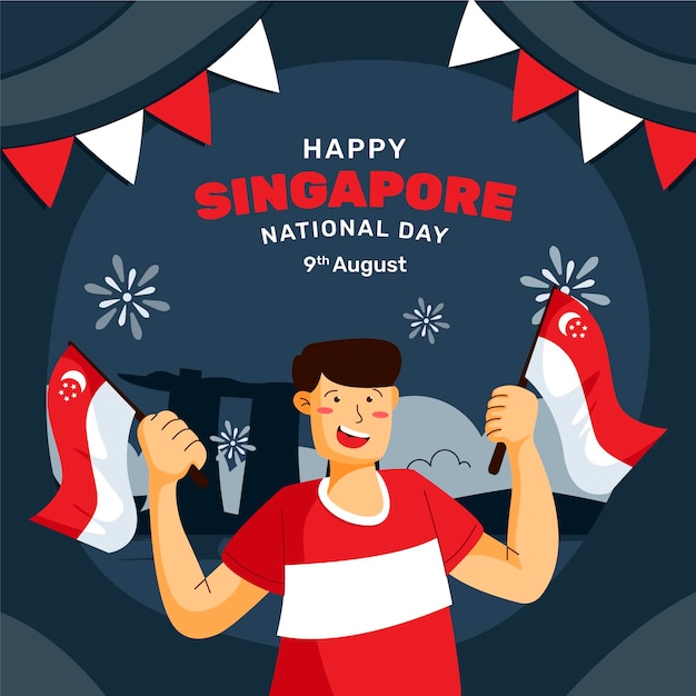 Free vector flat singapore national day illustration