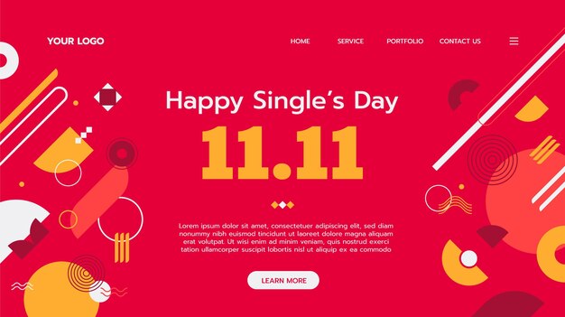 Free vector flat single's day landing page template