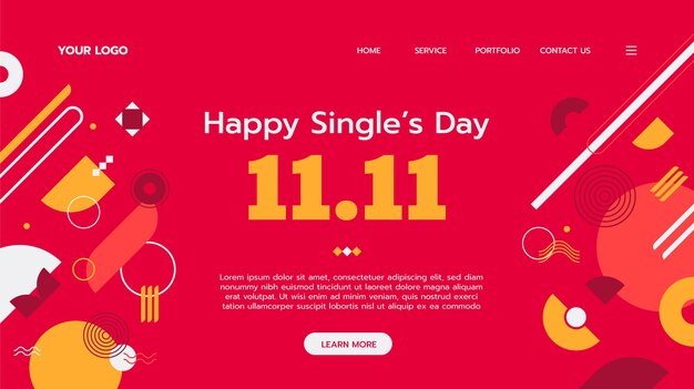 Flat single's day landing page template
