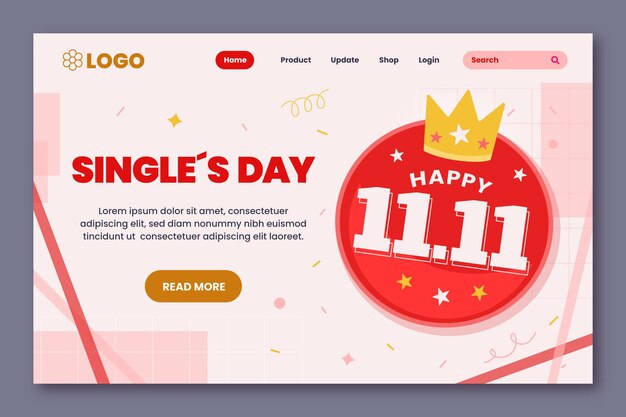 Flat single's day landing page template