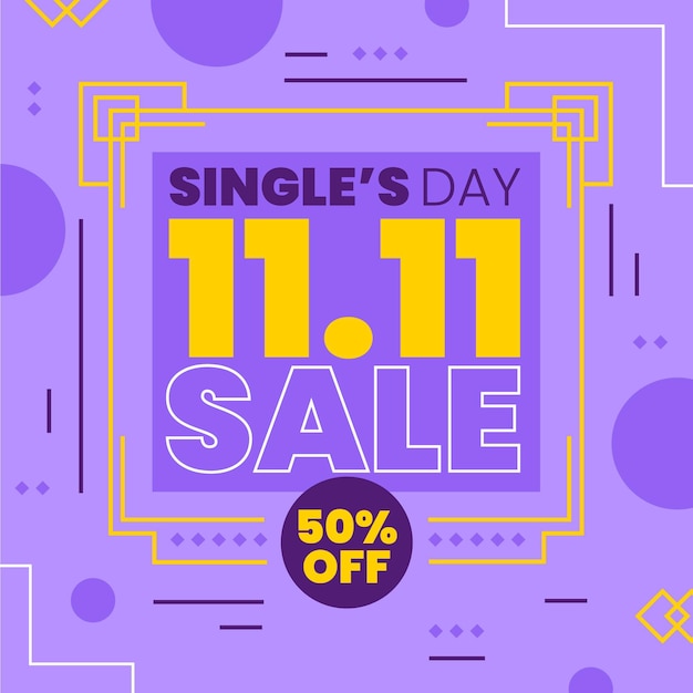 Free vector flat single's day sale background