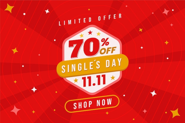 Flat single's day sale illustration