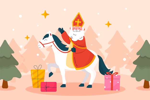 무료 벡터 플랫 sinterklaas 배경