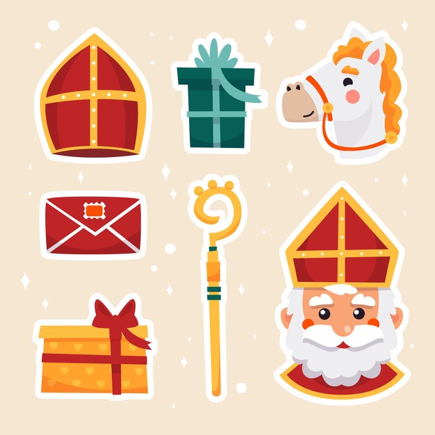 Flat sinterklaas design elements collection