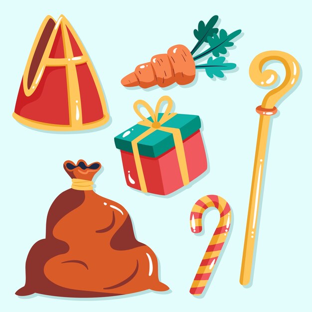 Free vector flat sinterklaas elements collection