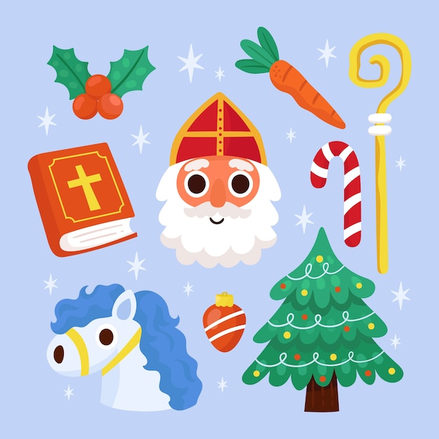 Free vector flat sinterklaas elements collection