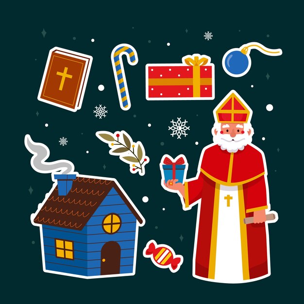 Flat sinterklaas elements collection