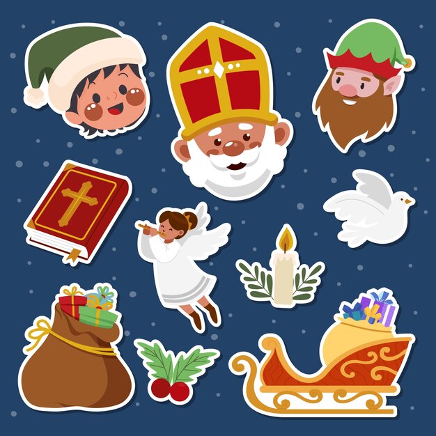 Flat sinterklaas elements collection