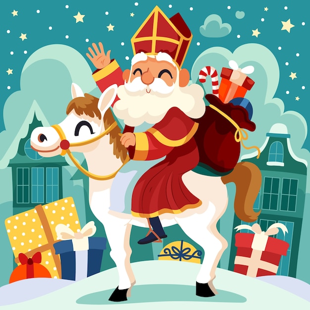 Flat sinterklaas illustration