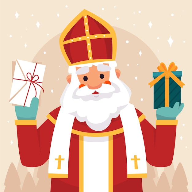 Vettore gratuito illustrazione piatta di sinterklaas