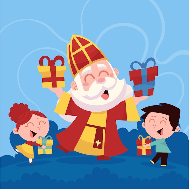 Vettore gratuito illustrazione di flat sinterklaas