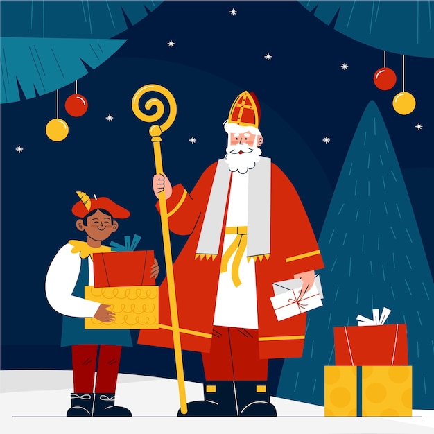 Vettore gratuito illustrazione di sinterklaas piatto