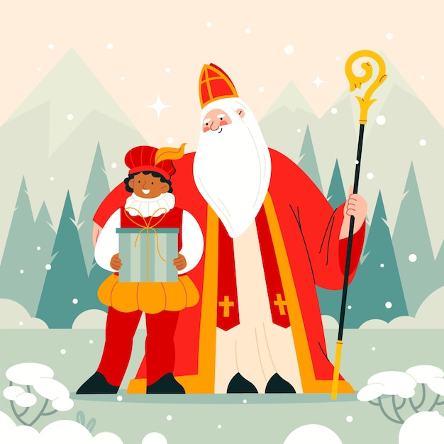 Vettore gratuito illustrazione di sinterklaas piatto