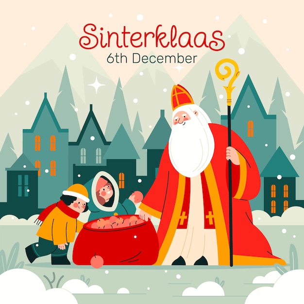 Vettore gratuito illustrazione di sinterklaas piatto