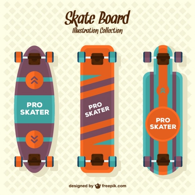 Vettore gratuito skateboard piatte