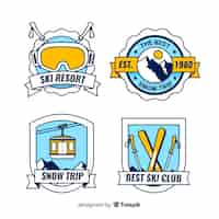 Free vector flat ski badges collection