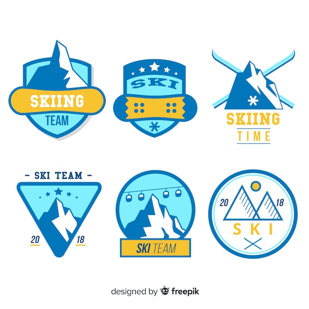 Flat ski and snow badge collection