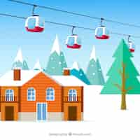 Free vector flat ski station design with lift