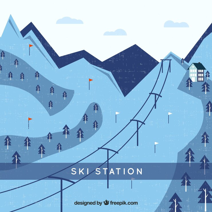 Free Vector flat ski station design