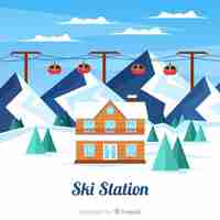 Free vector flat ski station