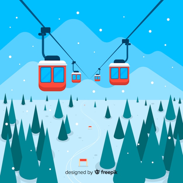 Free vector flat ski station