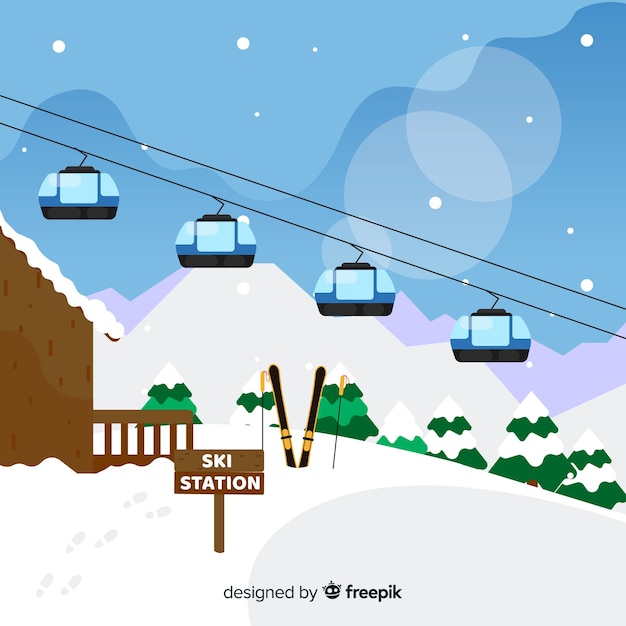 Free vector flat ski station