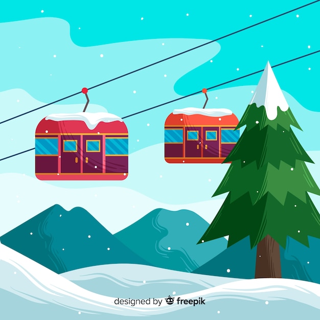 Free vector flat ski station