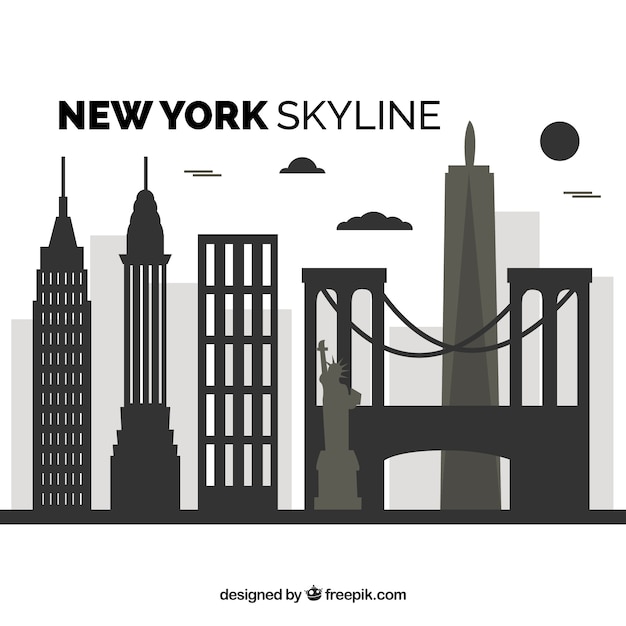 Vettore gratuito skyline piatta di new york