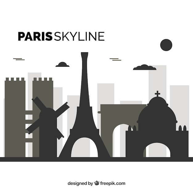 Free vector flat skyline of paris