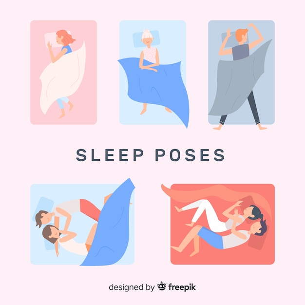 Free vector flat sleep poses collection