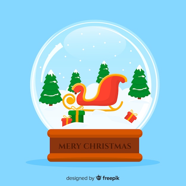 Free vector flat sleigh christmas snowball