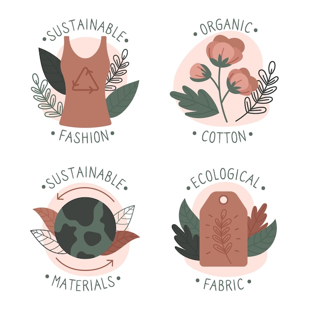 Free vector flat slow fashion badge collection