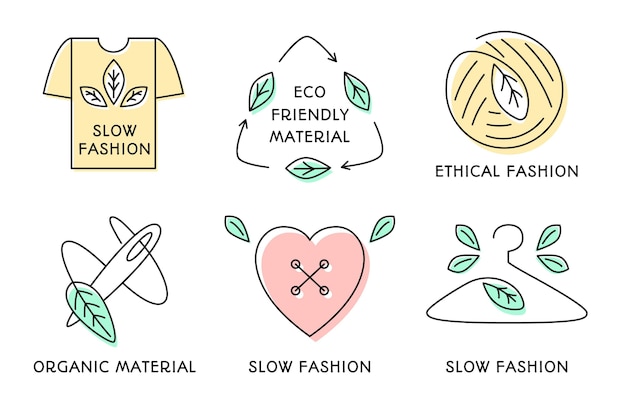 Flat slow fashion badge collection