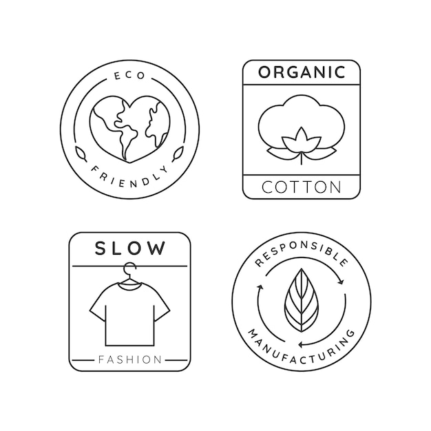 Flat slow fashion badge pack