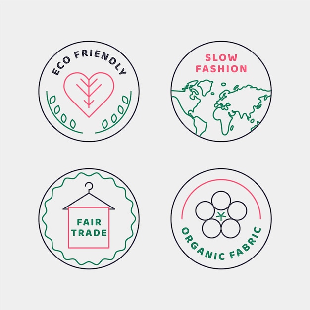 Free vector flat slow fashion badge set