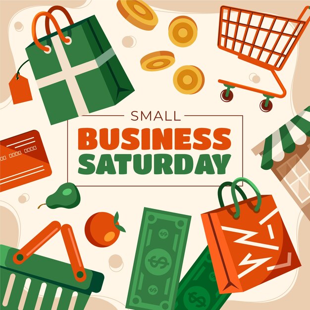 Бесплатное векторное изображение Плоская субботняя иллюстрация малого бизнеса